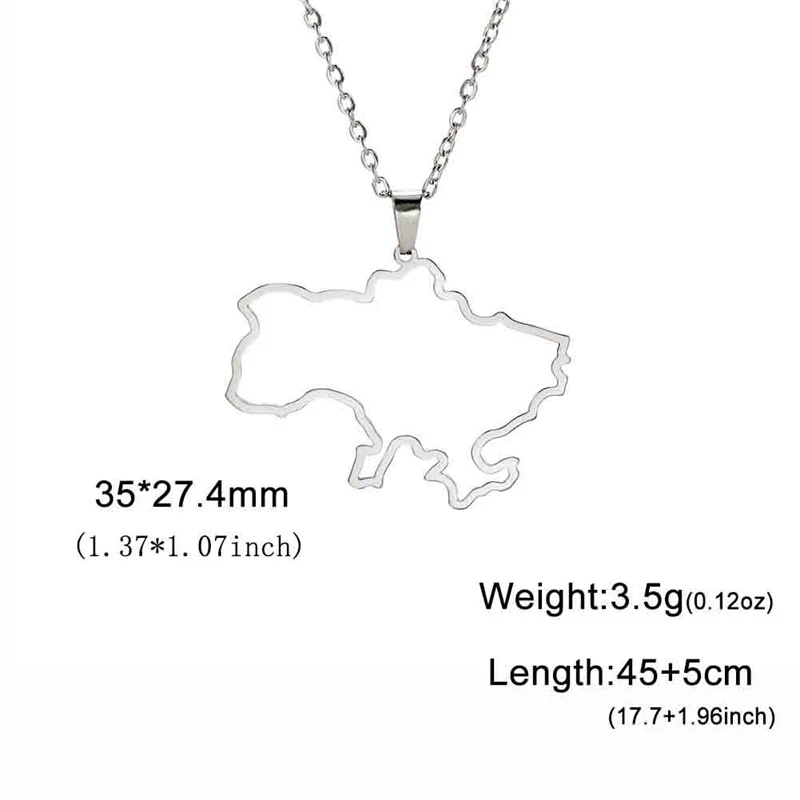 Mode Umriss Ukraine Karte Halskette Kette Halsband Hals Edelstahl Schmuck Ästhetische Halsketten Geschenke accesorios para mujer – Detail 27