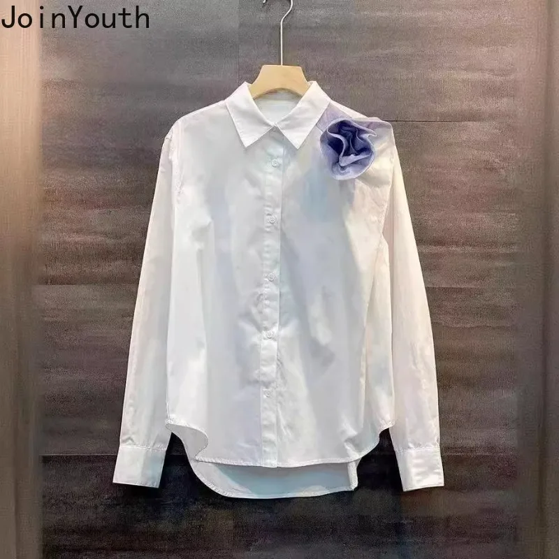 White Blouses for Women 2024 Camisas De Mujer Long Sleeve Temperament Lady Tops Fashion Loose Shirts Simple Korean Blouse 63b017