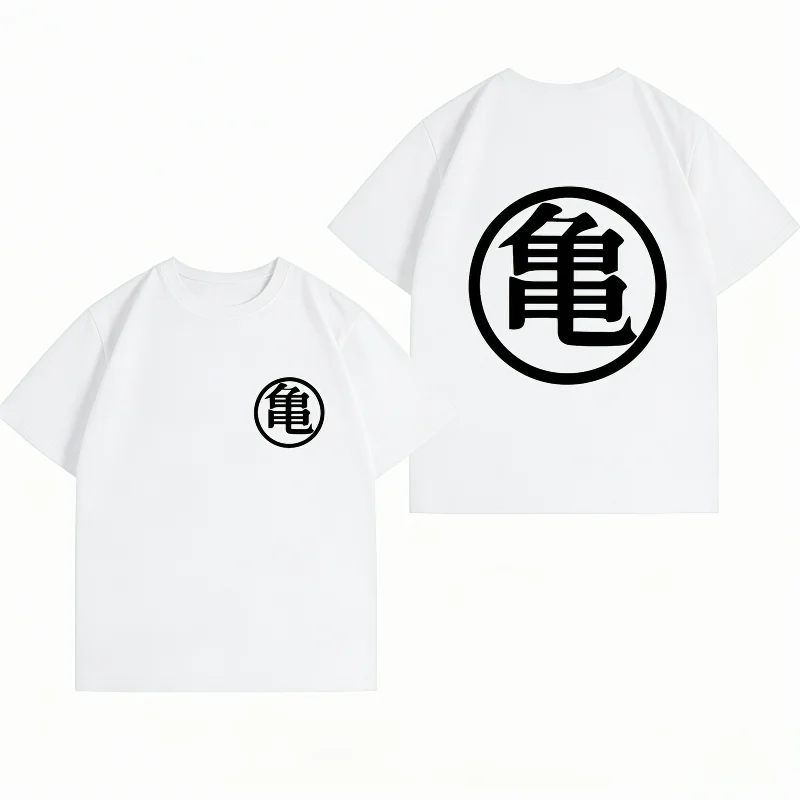 Bandai Dragon Ball Kame Symbol Master Roshi Print T-shirt Casual Short Sleeve Cotton Anime Streetwear Men's T-shirt