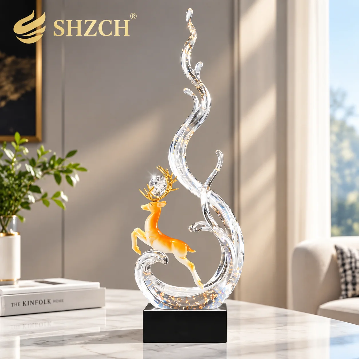 Nordic Crystal Statuette Home Decoration Living Room Desktop Decoration Accessories Statue Sculpture Feng Shui Ornaments