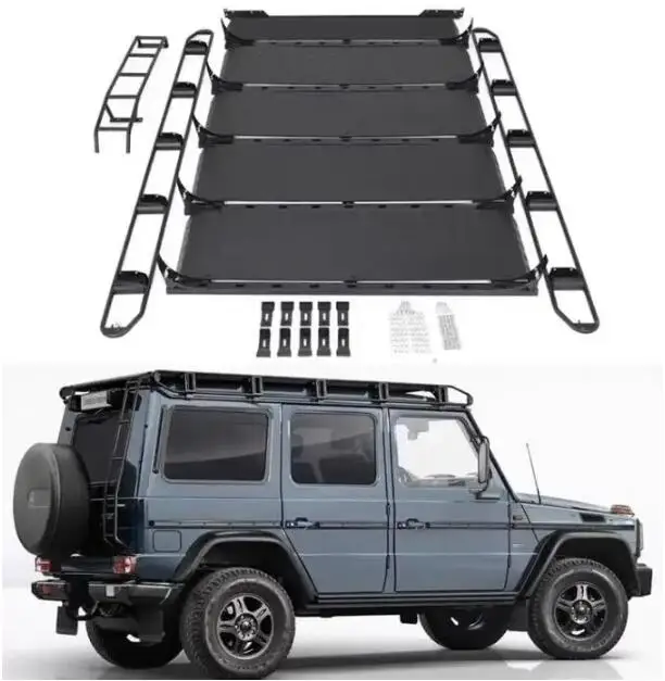 

For Mercedes-Benz W464 G500 G55 G63 2019-2024 4X4 Alloy Steel Car Roof Rack Flat Roof Travel Frame Box Rear Trunk Roof Ladder