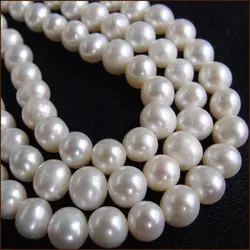 Wholesale AA+ 6-7mm Near Round Genuine White Freshwater Pearl Loose Beads Strand 15