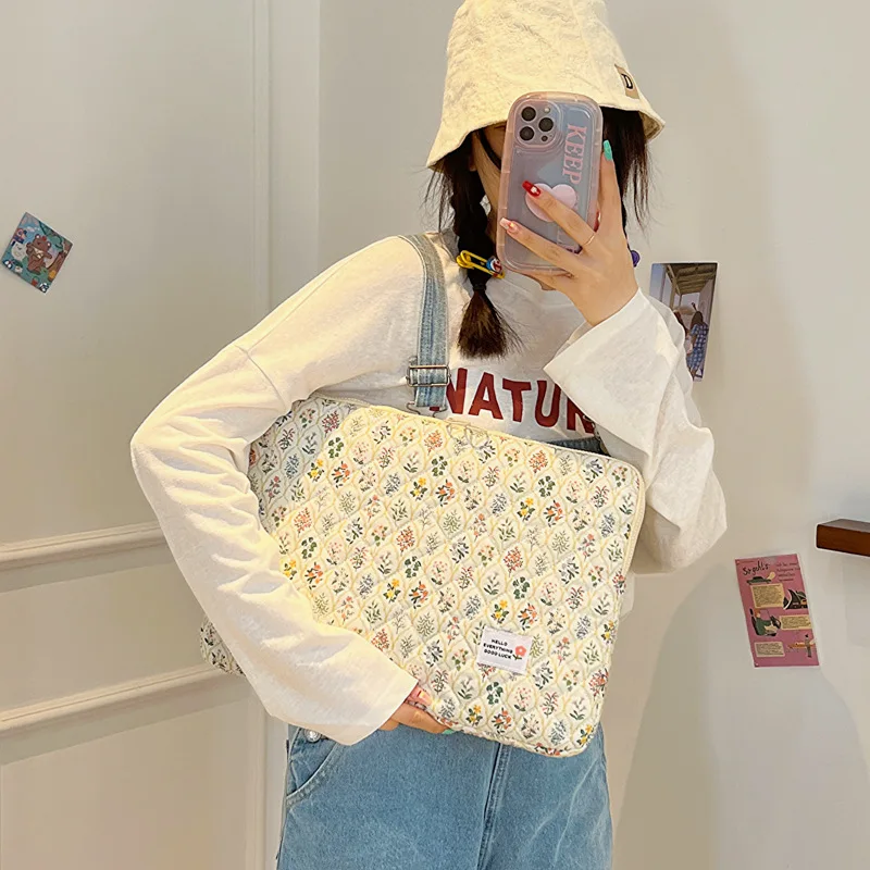 Ins Flower Pattern Cute Tablet Bag For Ipad Air6 Pro11 10.9 10.5 Mabook Dell Samsung 13.3 13.6 14 15 15.6 16 Inch Laptop Sleeve