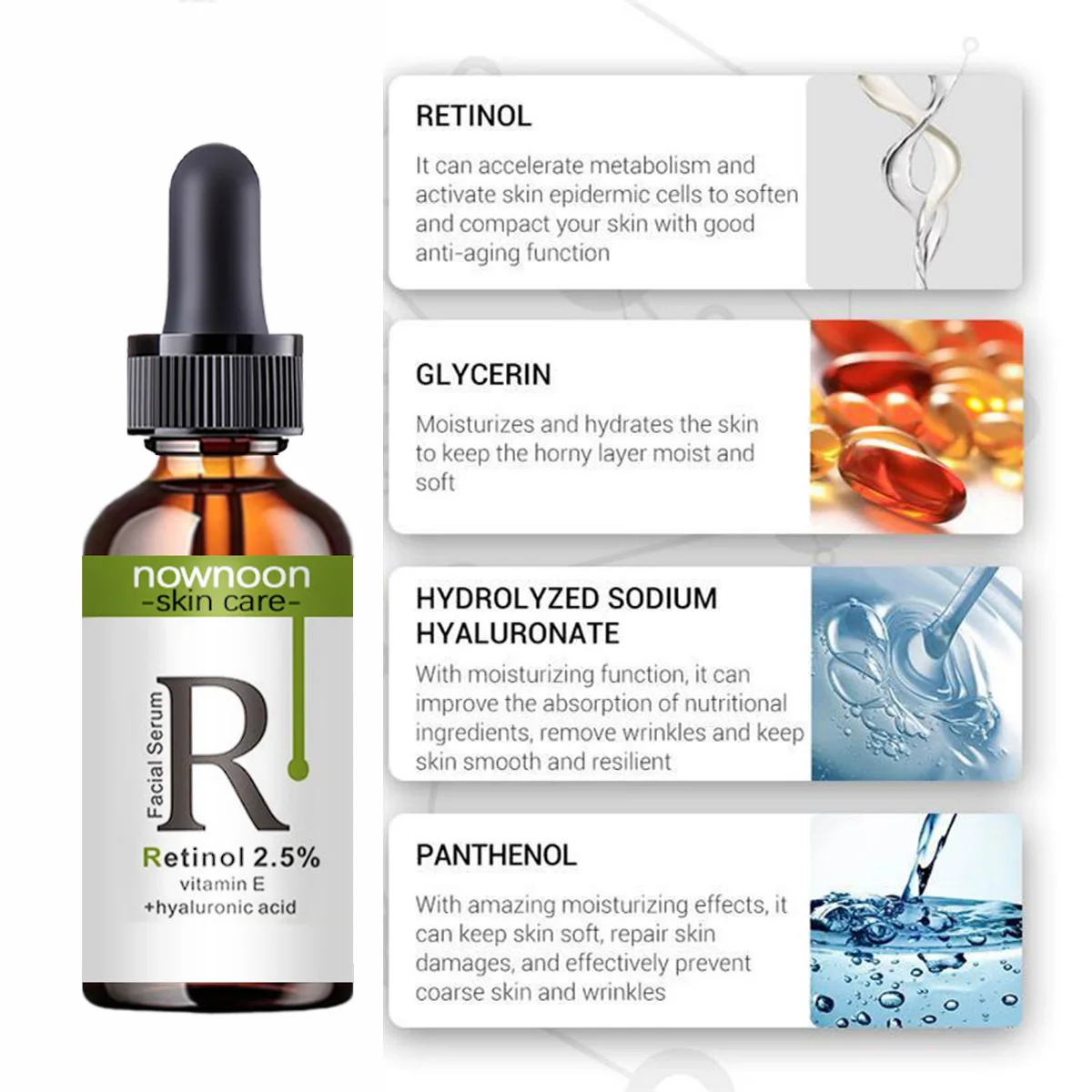 Retinol Facial Serum Anti Wrinkle Remove Dark Whitening Spots Face Essence With 2.5% VitaminC Anti-Aging Facial Skin Care Serum