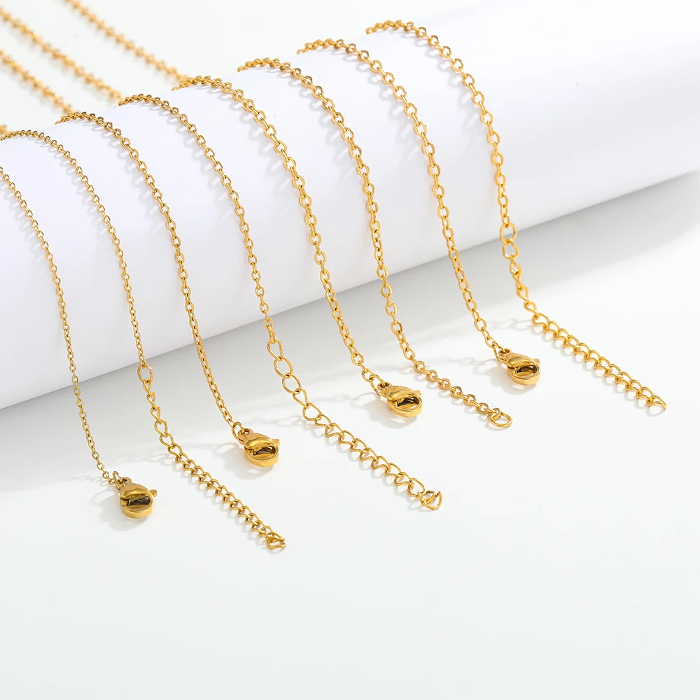 10pcs 45+5cm Adjustable Chains Stainless Steel Gold Plated Link Chains for DIY Women Jewelry Trendy Necklace Supplies Wholesale