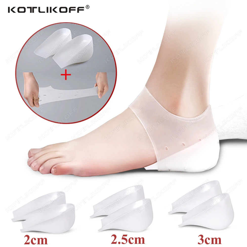 Invisible Silicone Height Increase Insole Silicone Socks Gel Heel Pads  Heel Protectors Heightening Lift Shoes Sole Pad Unisex