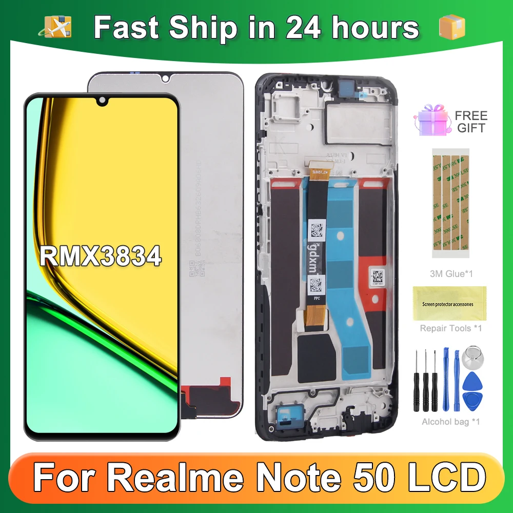 For OPPO Realme Note 50 For Realme Note50 6.74\'\'RMX3834 LCD Display Touch Screen Digitizer Assembly Replacement