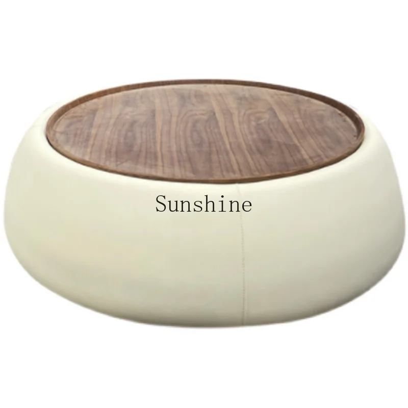 

Italian light luxury coffee table modern simple household living room small apartment round cute cream wind storage table