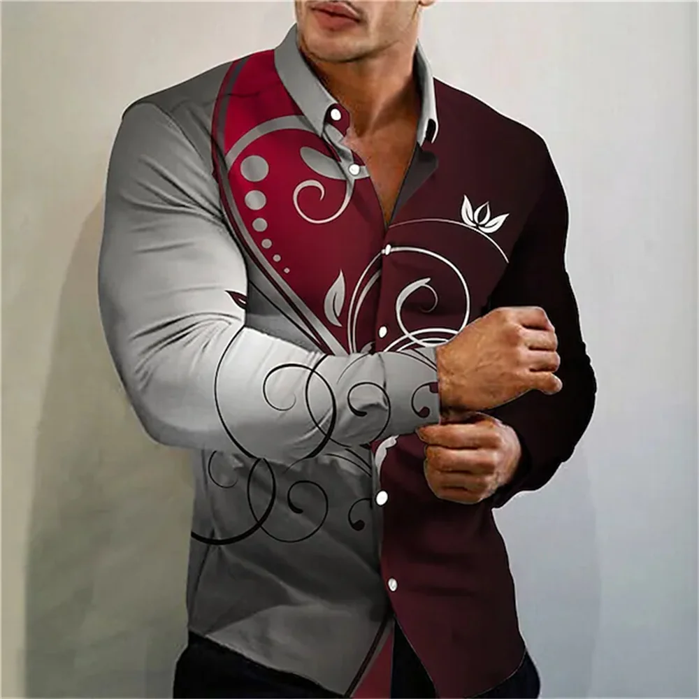 

Fashion men's shirt print pattern reduces the tropical fashion design of ruby street coat long-sleeved single-breasted clothing