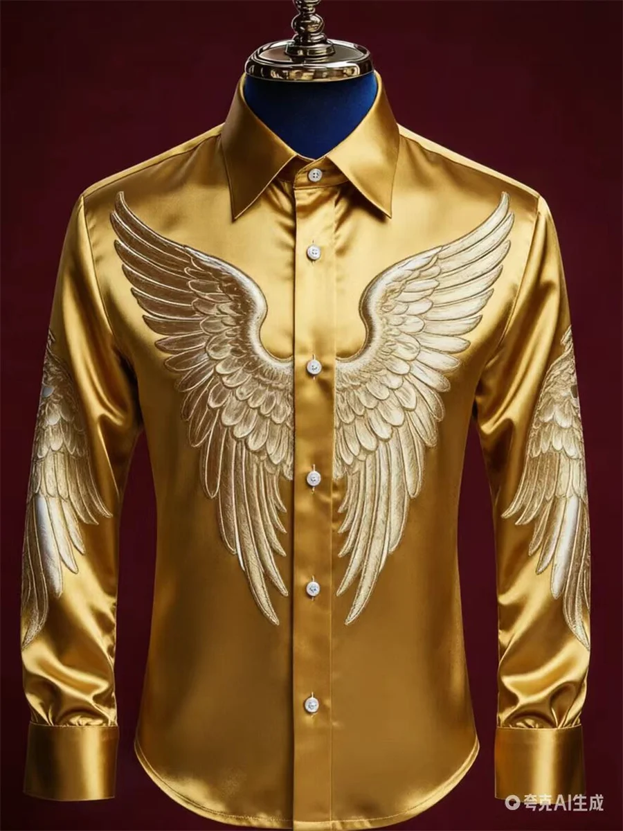 

Noble and elegant, high-quality and comfortable men's long sleeved shirt, fashionable trend, digital printing, street outdoor