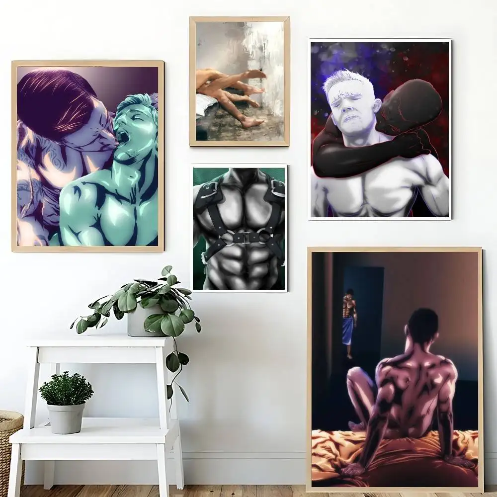 Gay And Queer Love Man Couple Hug Kiss Poster Canvas Painting For Living Room Home Decor Poster Fans Gifts-unframed Poster Water