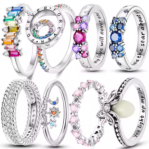 New 925 Sterling Silver Ring Women Eternal Love Dewdrop Stone Glow-in-The-Dark Firefly Ring Fashion Engagement Wedding Jewelry