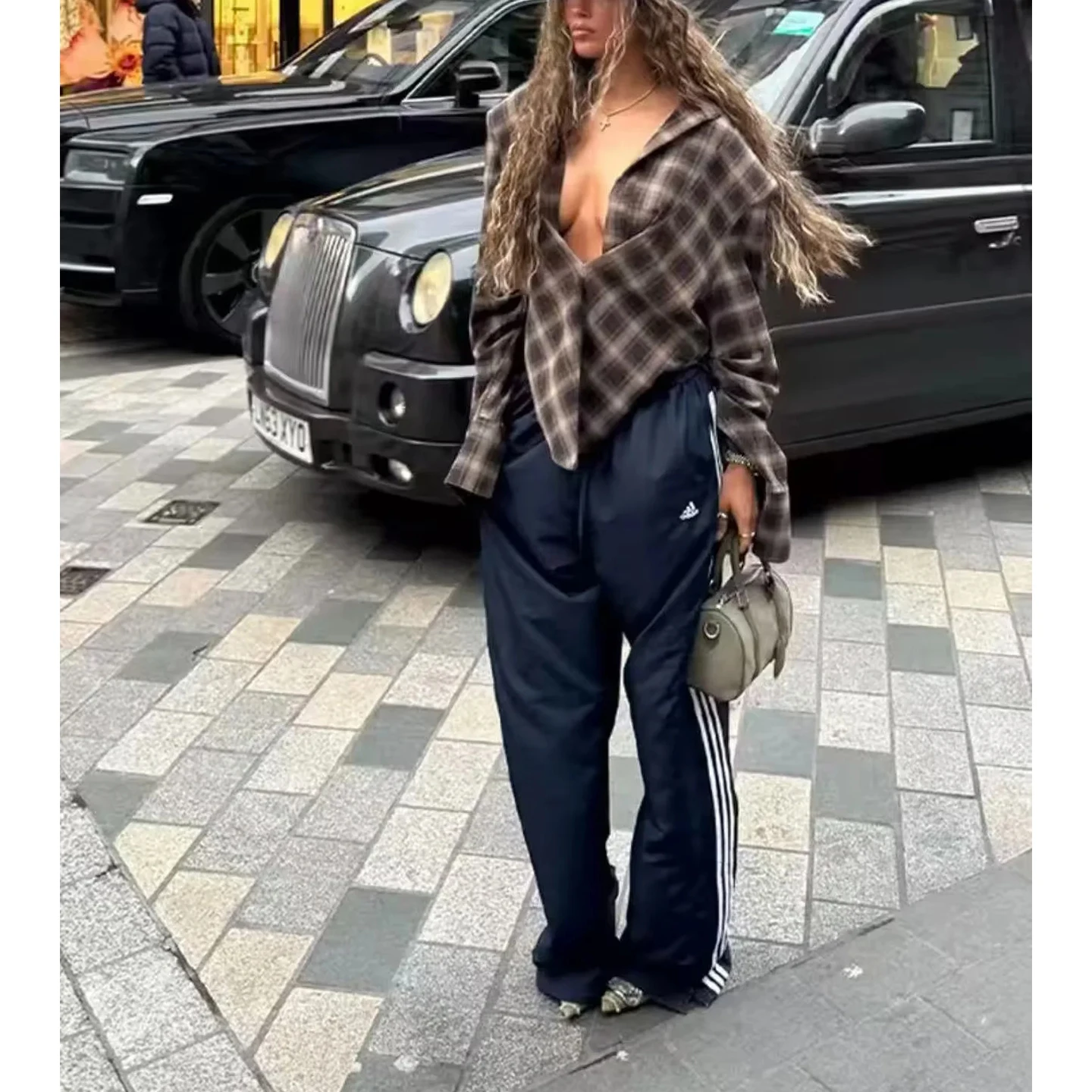 الخريف الشتاء منقوشة irt المرأة فضفاضة تناسب طويلة Sve زر حتى ort الخصر cinched أعلى الأوروبي Sle ألياف البوليستر #2