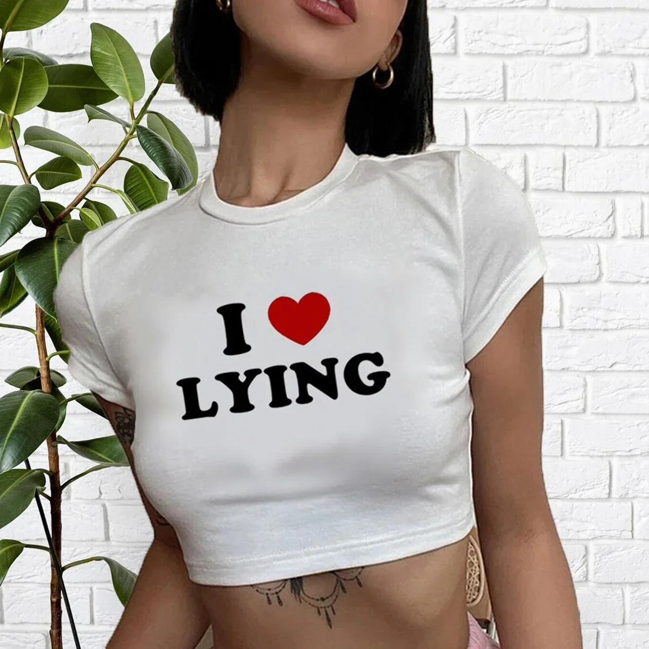 Spit in My Mouth Crop Top Baby Tee Mädchen Sommerdruck Slim Tops Y2k EMO Mädchen Casual T-Shirts Tops Sommer 90er T-Shirts Vintage Tops – Detail 1