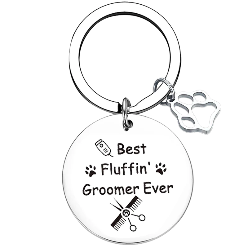 Cute Dog Groomer Keychain Veterinarian Gift Key Chain Pendant Jewelry Dog Beautician Gift