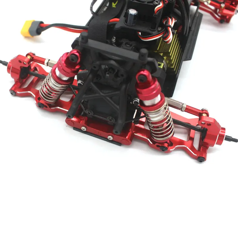 Accessori in metallo JIUSI MT14R PT14R WB12 per auto telecomandate: Collezione di parti rosse per braccio oscillante e coppa dello sterzo