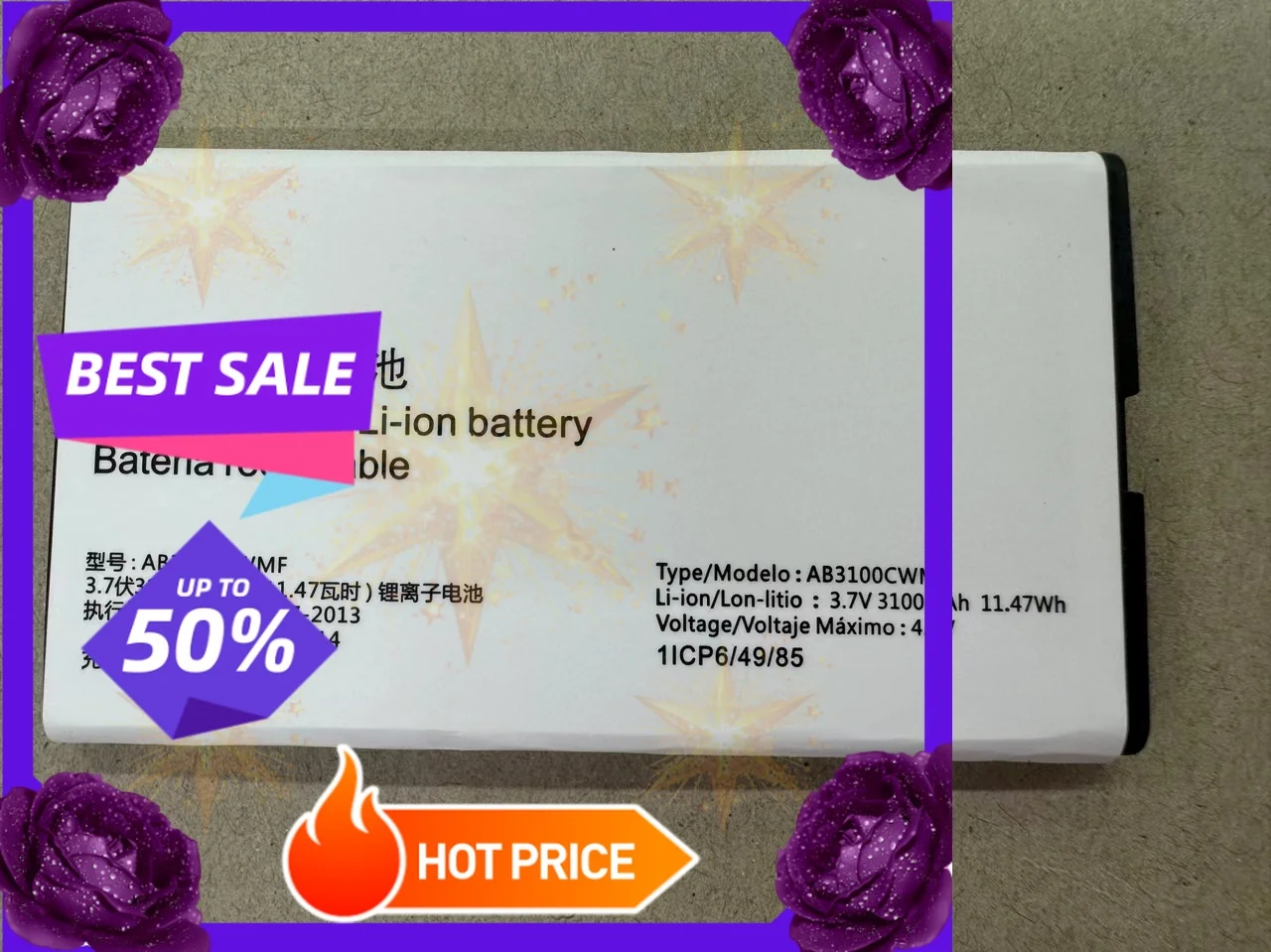 SWZY AB3100CWMF 3100mAh Battery for Philips E580 Mobile Phone Battery