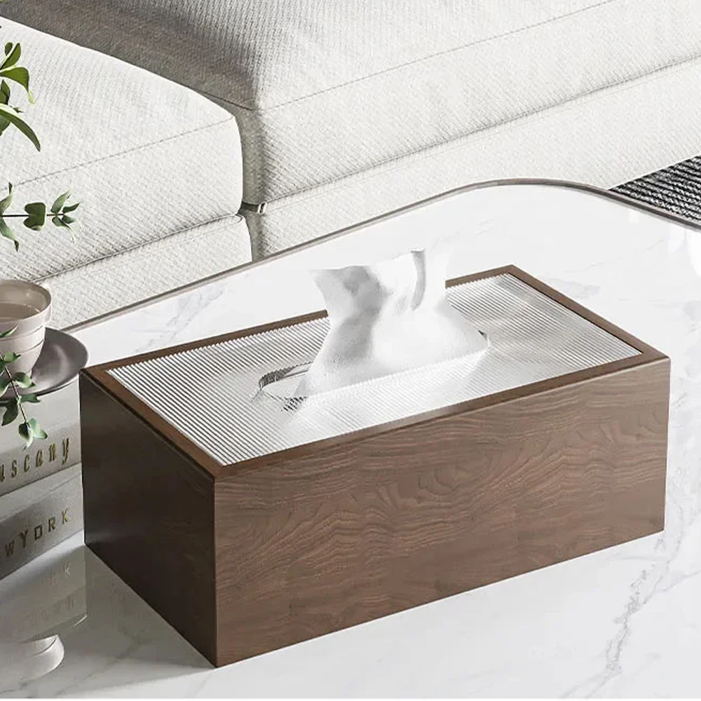 Creative Walnut Wooden Tissue Box Tissue Box Living Room Napkin Dispenser Black Walnut Handmade Wooden TissueBox Decorative Gift