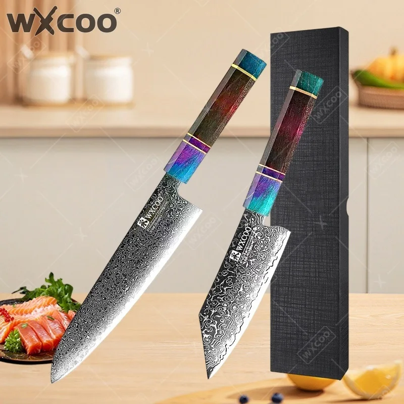 WXCOO Damascus Steel Utility Knife for Cooking Household Professional Kitchen Chef Knives Set Fruit Cutter Vegetable Knife 5