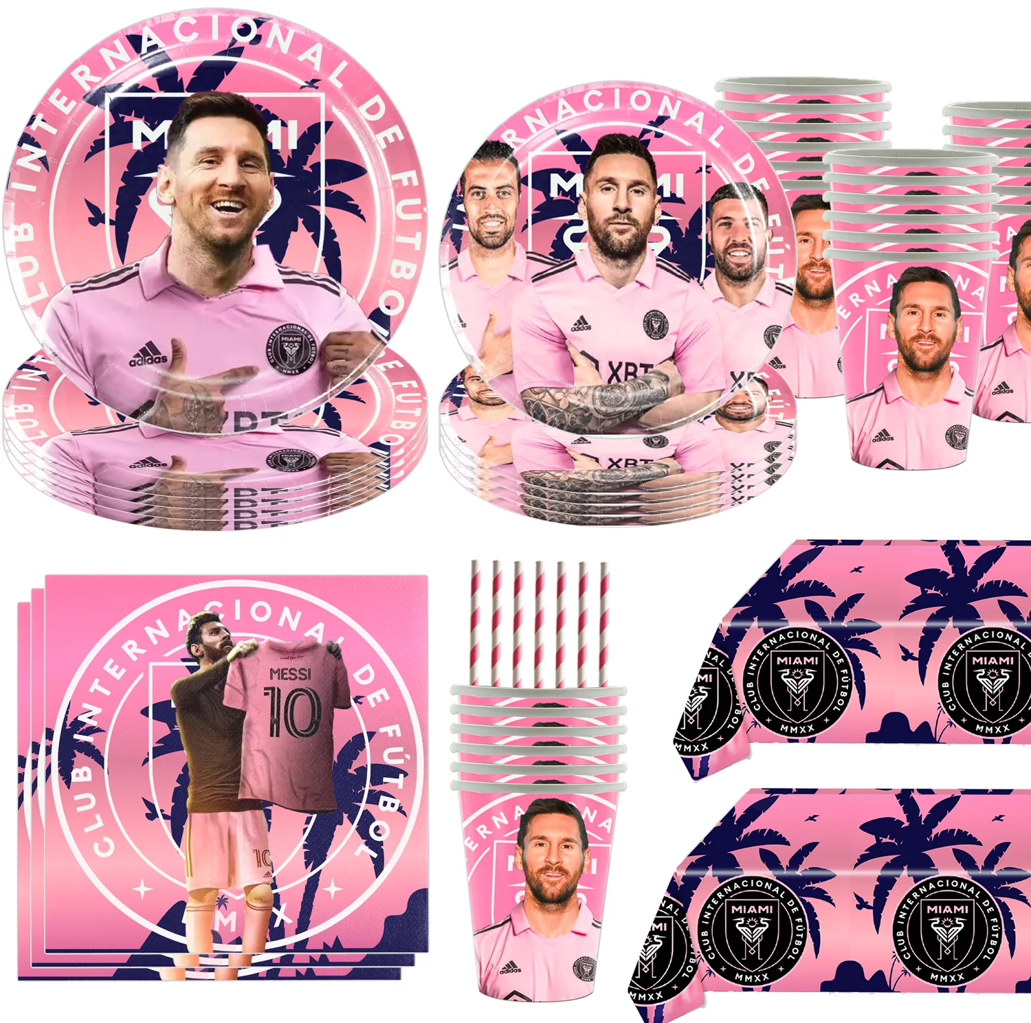 

Soccer Club Star Lionel Messi Birthday Party Decoration Aluminum Foil Balloons Disposable Tableware Football Kids Boy Event Part