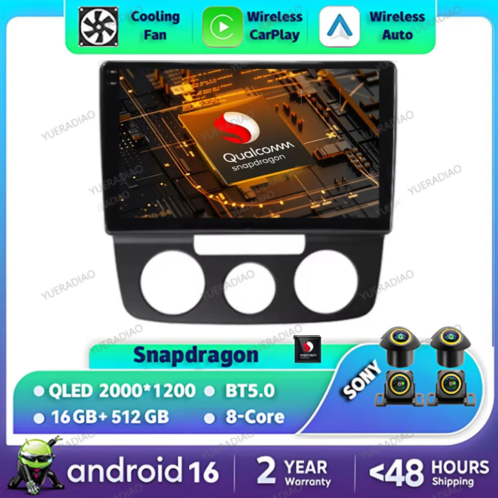 Radio para Auto Android 16 para VW Volkswagen Bora MT 2006 - 2010, Unidad Principal GPS NAVI, 4G LTE, 5G WIFI, Reproductor Multimedia Estéreo, Reproductor de Video, BT