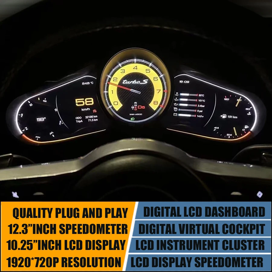 LCD Screen Multifunctional Panel Instrument Cluster Dashboard Speedometer Digital Virtual Cockpit For Porsche Panamera 2010-2016