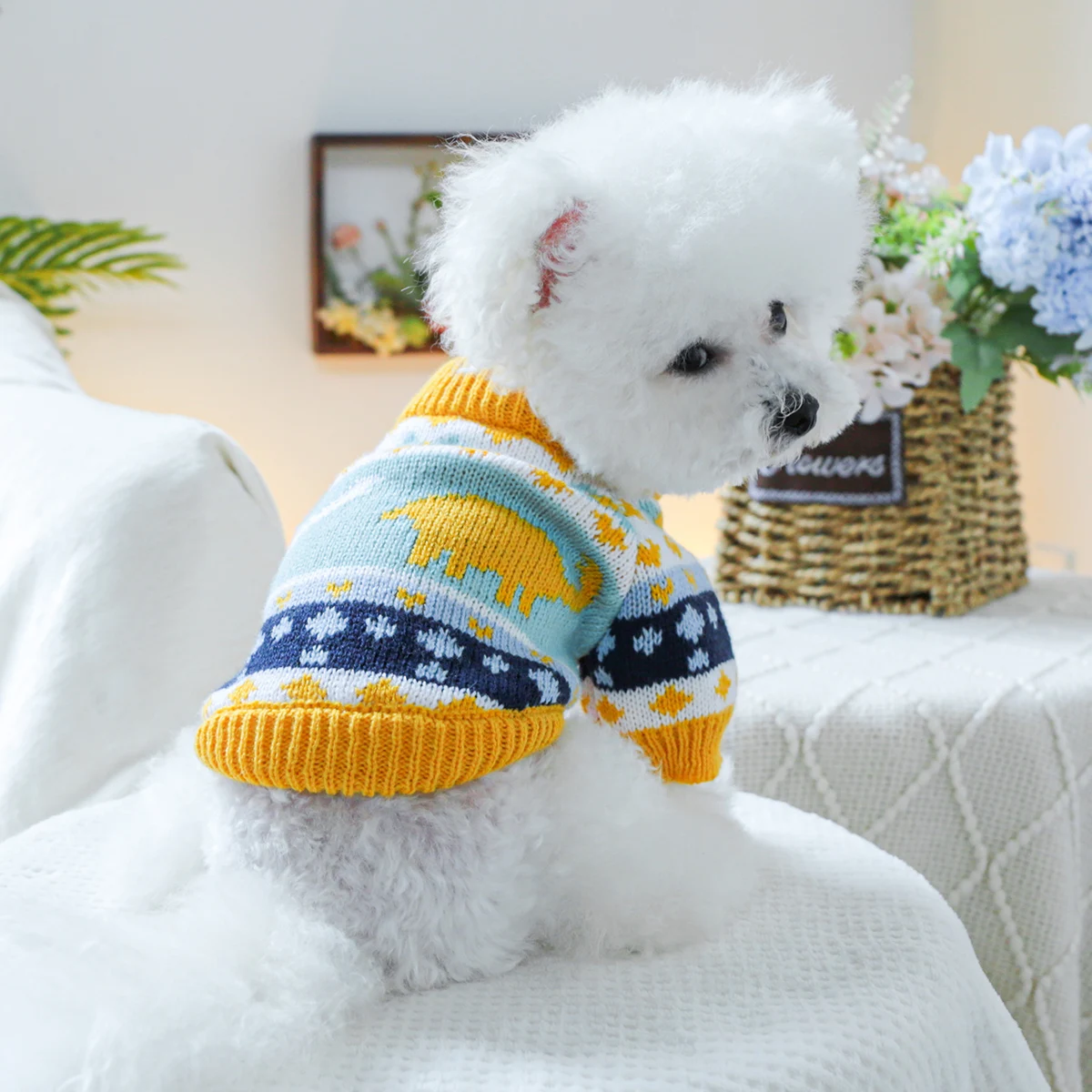 1PC pet clothing dogs spring and autumn pullover, stretch Jurassic sweater suitable for small and medium -sized dogs