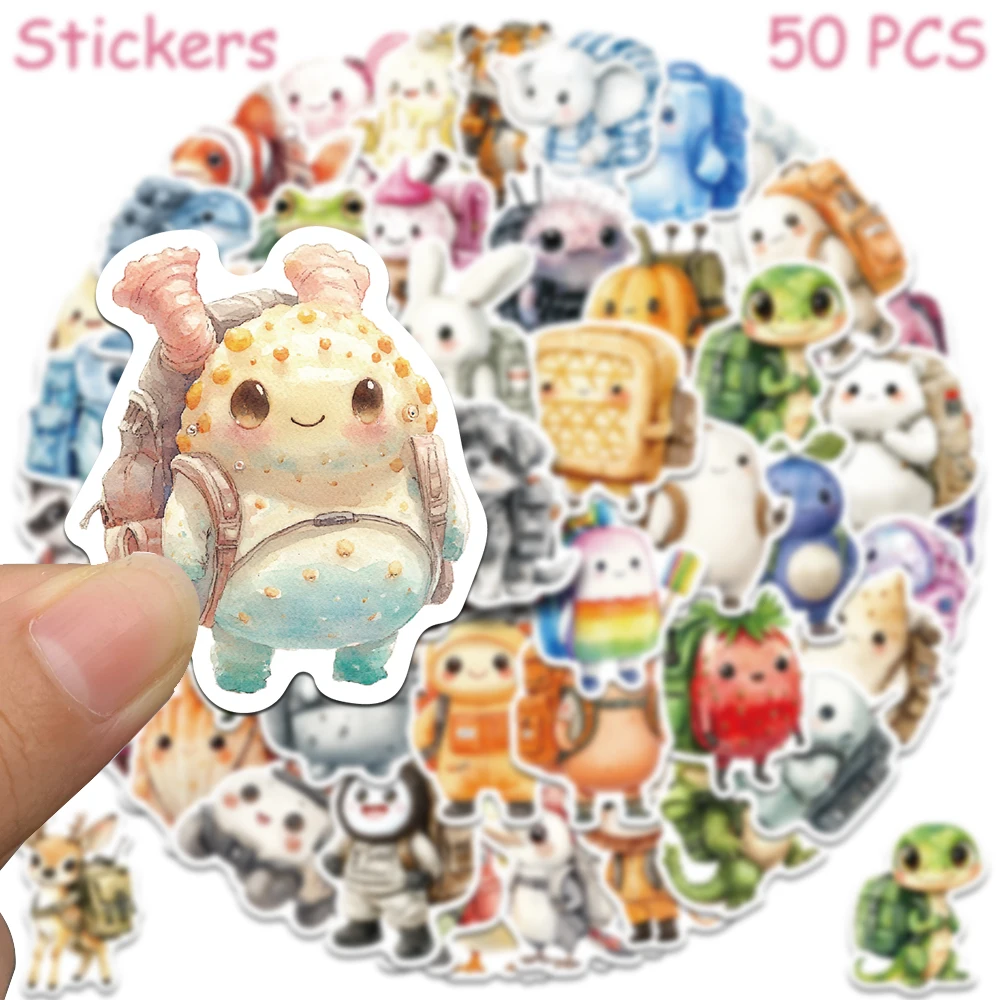 50pcs Animals With Backpack Stickers Decals For Phone Laptop Notebook Suitcase Skateboard DIY Aesthetic Waterproof Stickers