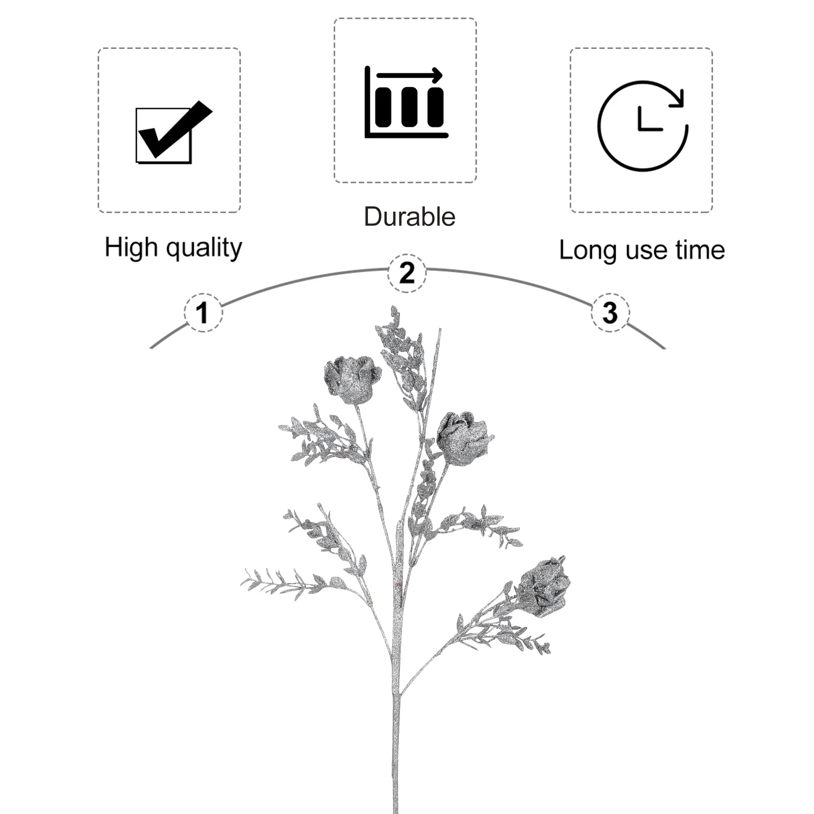 

Artificial Rose Glitter Powder Flowers Simulated Rose Plant Christmas Home Wedding Party Decors Natural Realistic