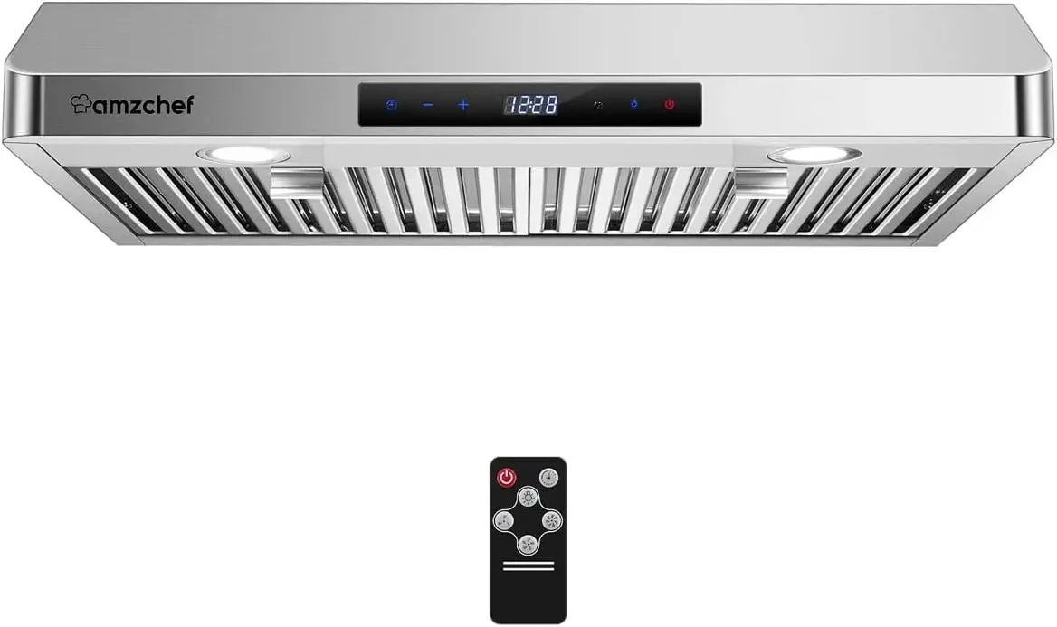 Under Cabinet Range Hood 30 Inch, 700CFM Stainless Steel Kitchen Stove Vent Hood 3 Speed Exhaust Fan Touch/Remote Control LED li