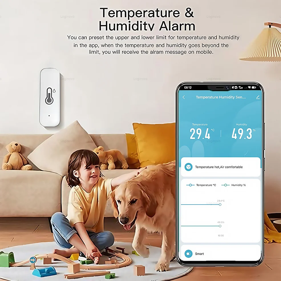 Zigbee sensor de temperatura e umidade app monitor remoto detector automação residencial inteligente para alexa google assistente casa 2mqtt