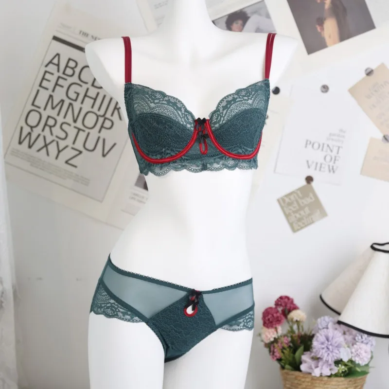 Delicate Lace Thin Cup Minimizer Bra Set, No Show Anti Sagging, Plus Size DE Cup, Large Bust Soft Breathable Daily