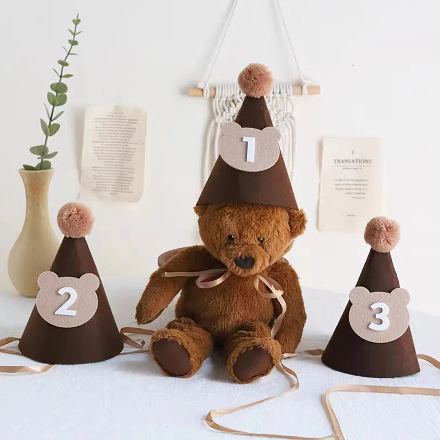 1pcs Felt Birthday Hat Baby 1 2 3 4 5 6 7 8 9 10 Year Boy Girl Cone Hat Headband Baby Happy Birthday Party Decorations Kids Gift