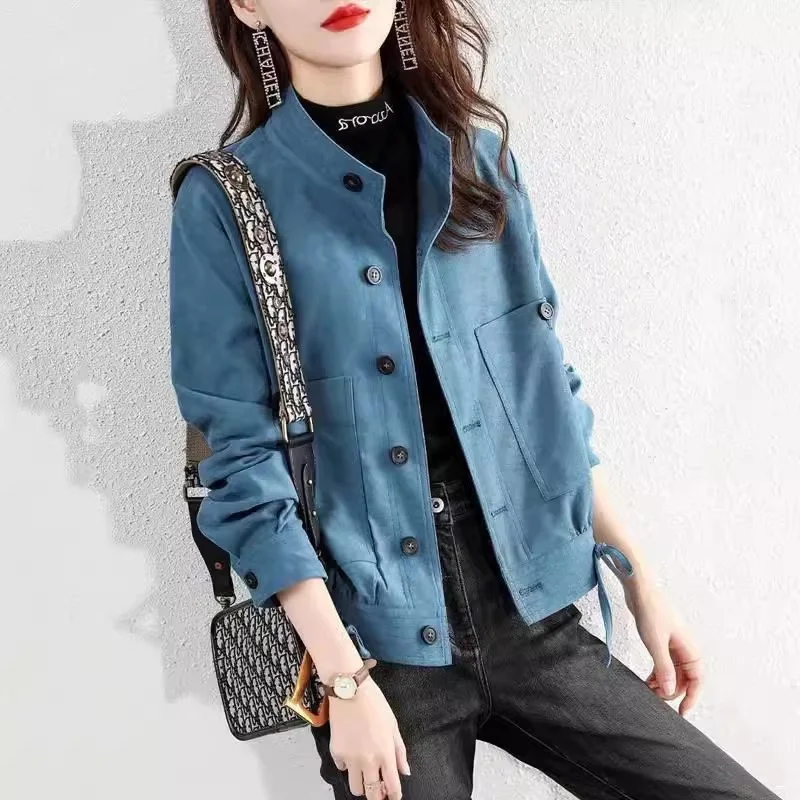 

2024 Spring and Autumn New Loose and Versatile Retro Fat Sister Fashionable Windbreaker Jacket Motorcycle Short Women's Coat WLF