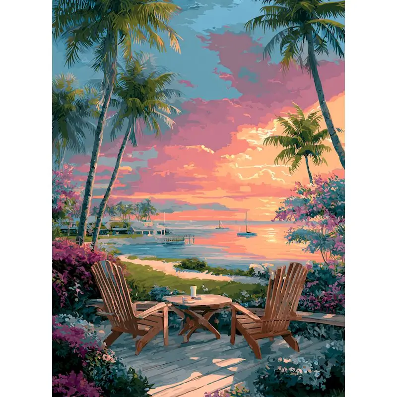 GATYZTORY Painting By Numbers Handicraft Art Paintings On Number Seaside Scenery Number Painting Wall Art Coloring By Numbers