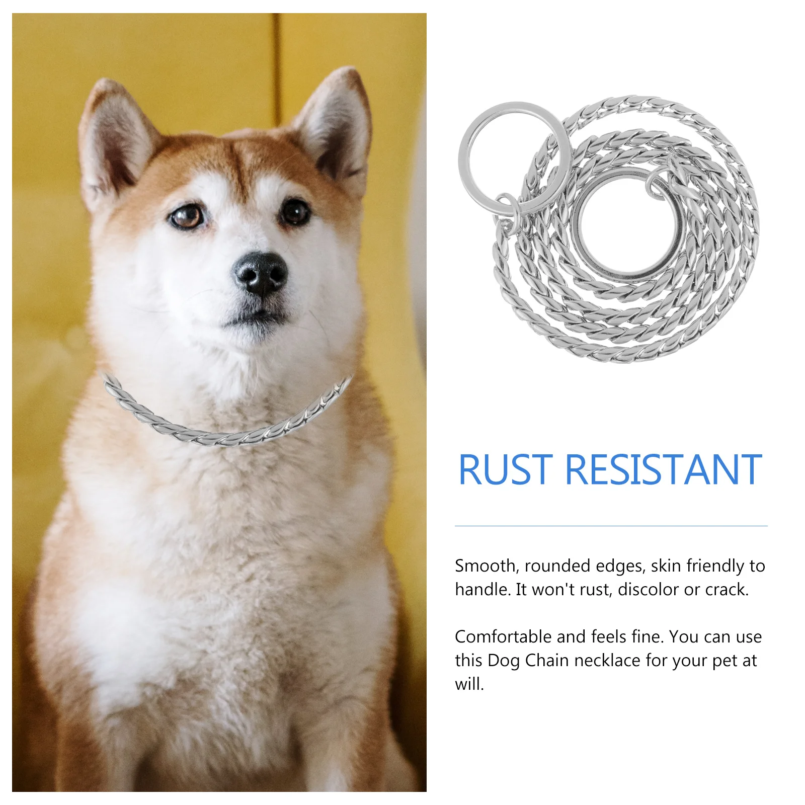 

Dog Chain Collar Stainless Steel Heavy Duty Link Chain for Dogs Smooth Rounded Edges Skin Friendly Pet Necklace Ideal for Daily