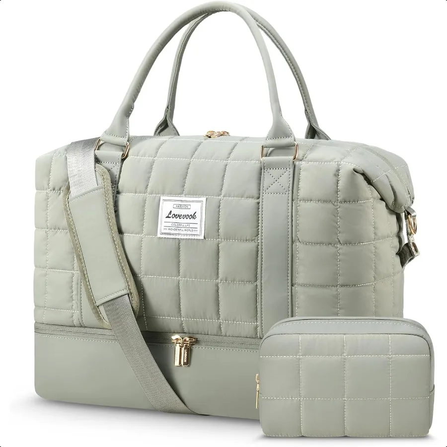 

Travel Duffle Bag Puffer Weekender Bags for Women with Shoe Compartment Carry On Overnight Bag with Toiletry Bag Hospital Bag f