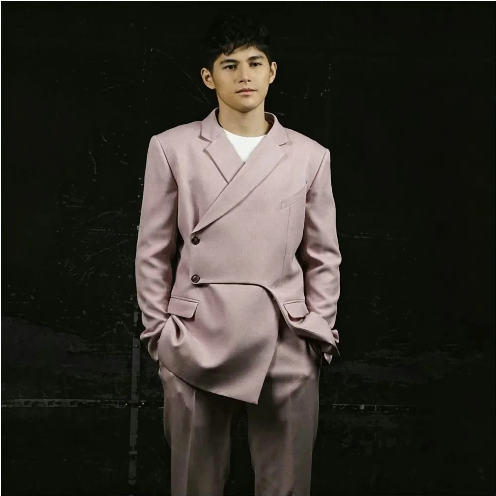 

New Arrival Pink Men Suits 2 Pieces Notch Lapel Wedding Groom Prom Formal Business Terno Custom Male Clothing Jacket+Pants