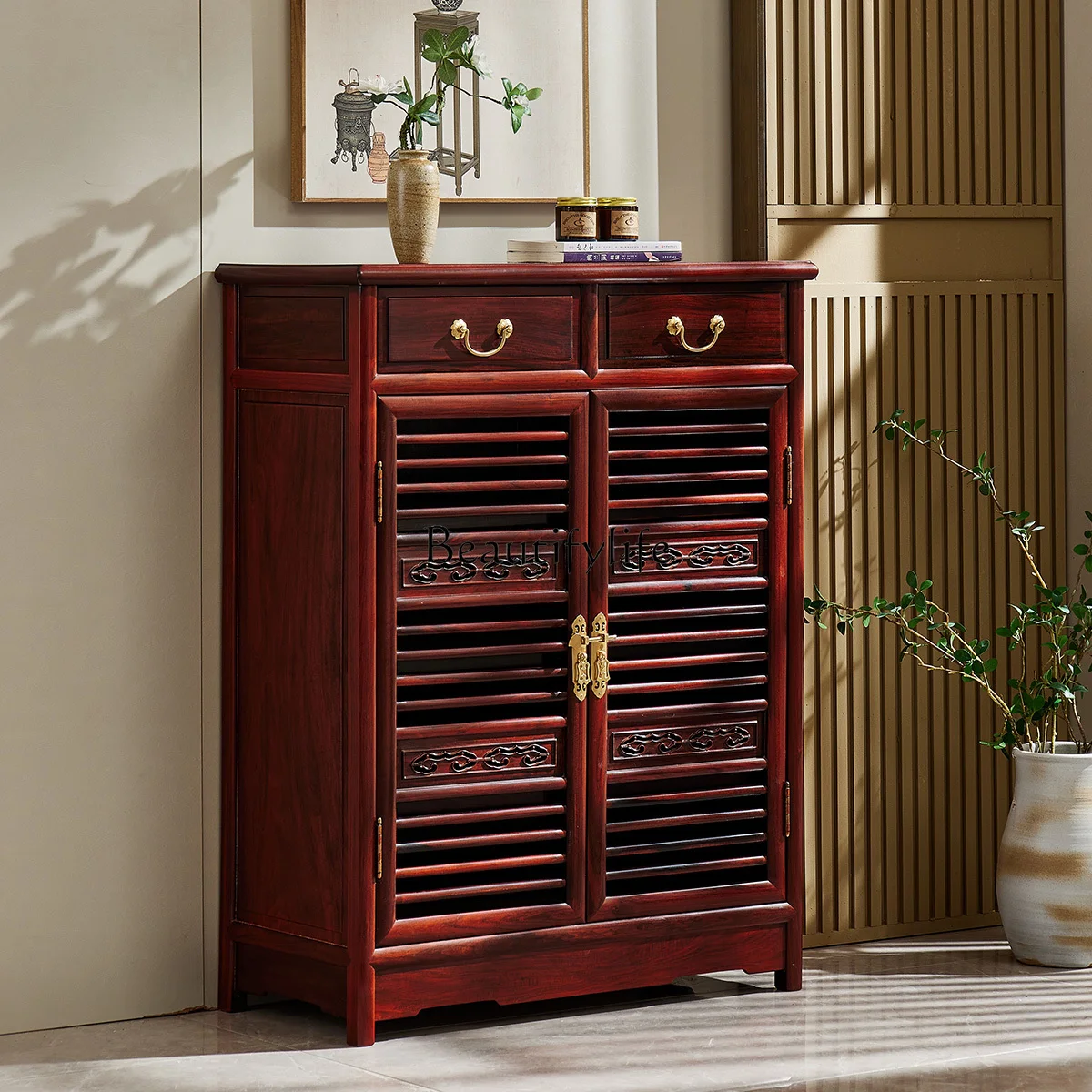 Rosewood Locker Sandal Wood Solid Wood Dining Edge New Chinese Style Entrance Cabinet