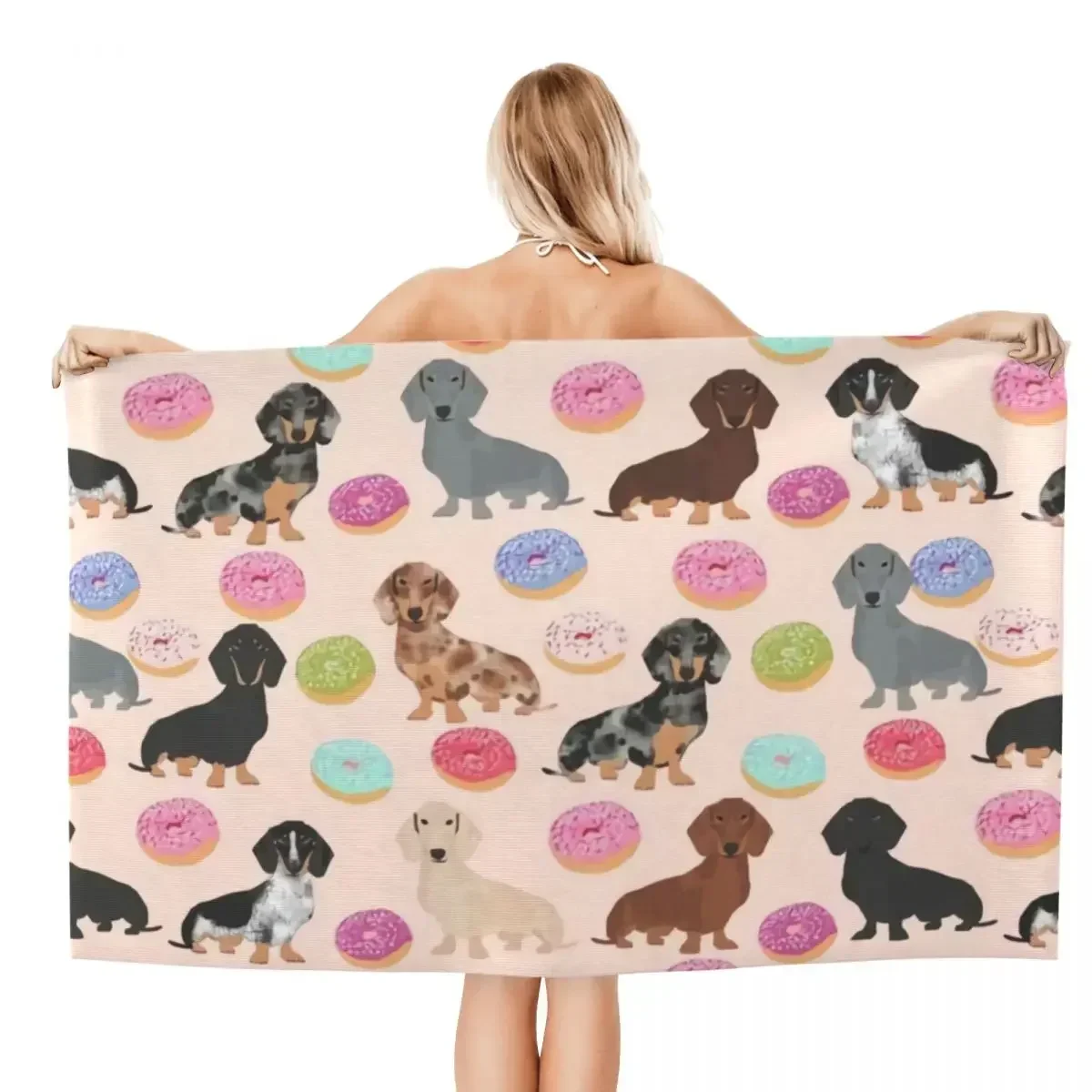 Dachshund Badger Dog Florals Beach Towel Quick Drying Sausage Animal Soft Linen Microfiber Bathroom Sauna Towels