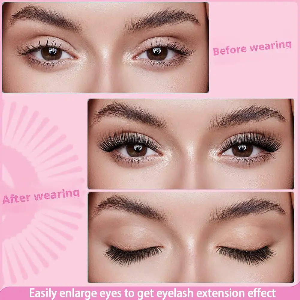 Magnetisches falsches Wimpern-Set, wiederverwendbar, 3D-kleberfrei, wasserdicht, natürliche falsche Wimpern mit reisefreundlichem Applikator-Make-up