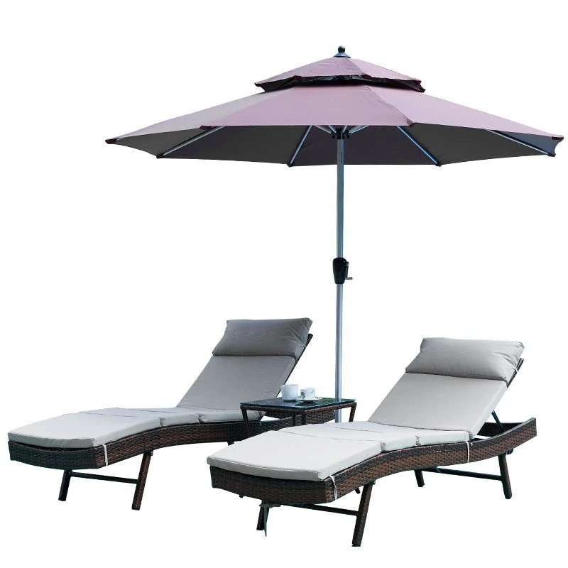 

Outdoor rattan bed patio balcony rattan lounger hotel swimming pool simple beach imitation
