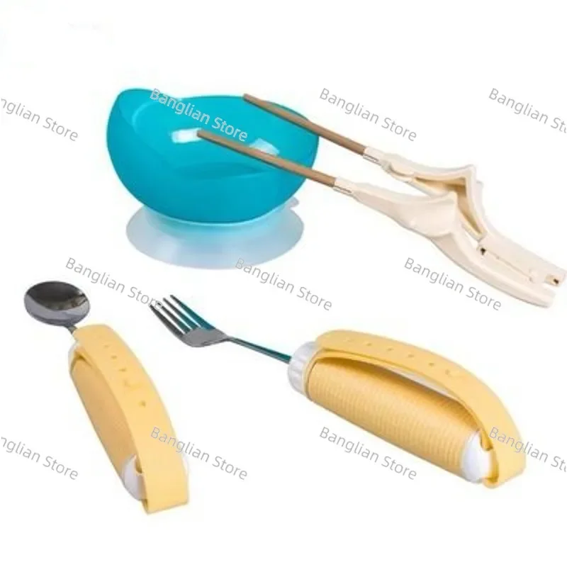 Elderly Auxiliary Spoons, Tableware, Daily Rehabilitation Training Equipment for Stroke Hemiplegia