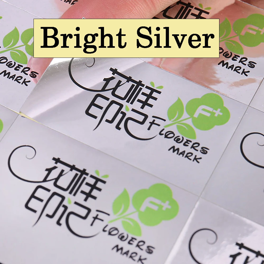 100pcs Personalized Logo Customized Label Sticker 7-10cm on Holographic Bright Silver Gold Seal Sticker for Shipping Packaging