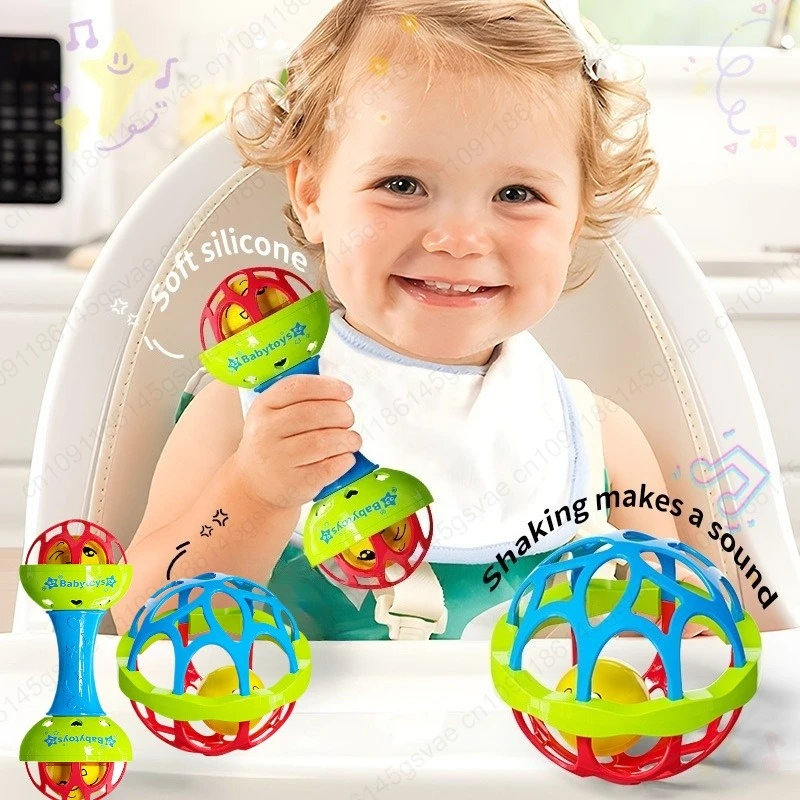 2 pçs chocalhos do bebê 0 12 meses brinquedos educativos do bebê shaker grab spin conjunto sensorial educacional presente recém-nascido para crianças meninos meninas