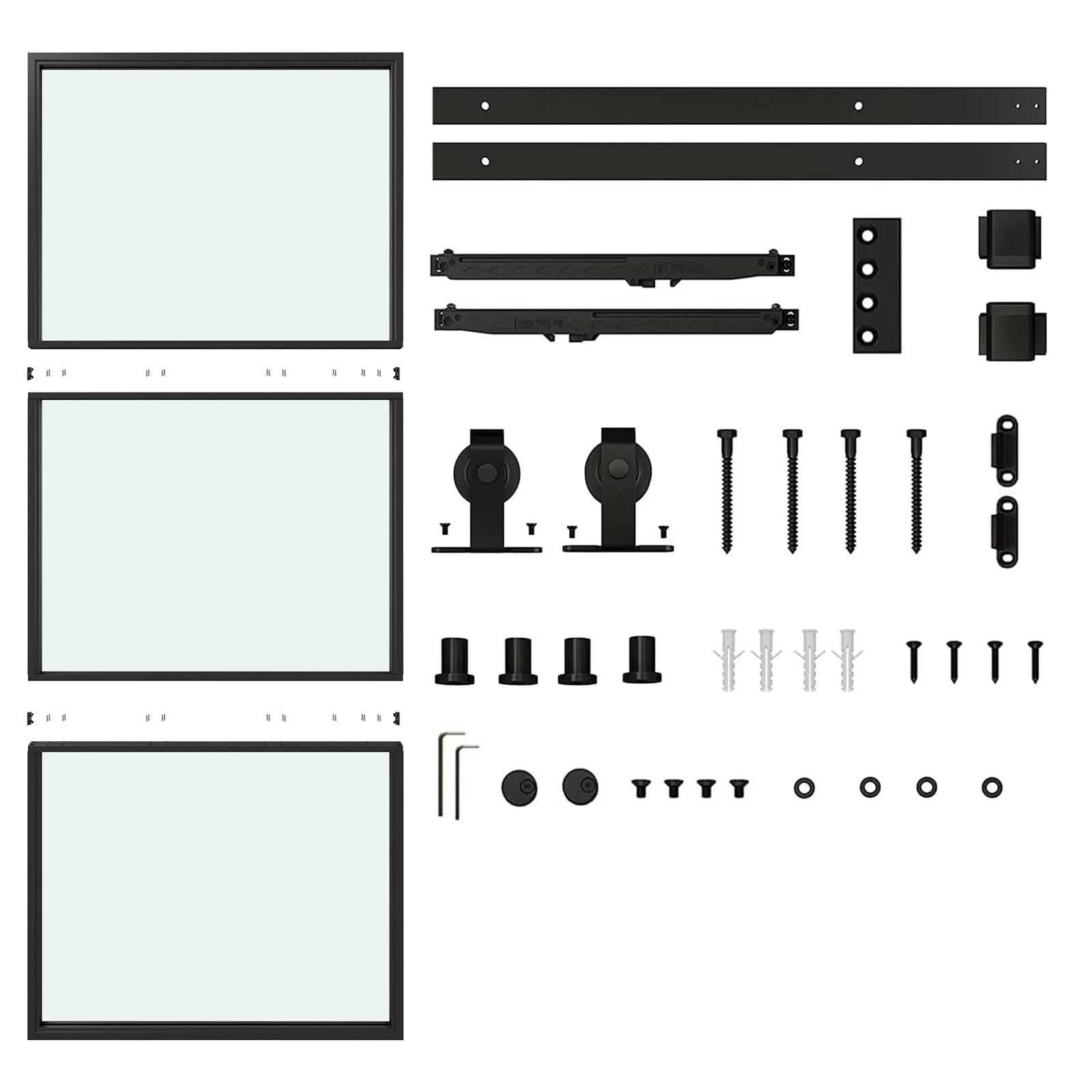 36 in.  x 84 in.     Glass Sliding Barn Door with  6FT Barn Door Hardware Kit & Soft Close Mechanism