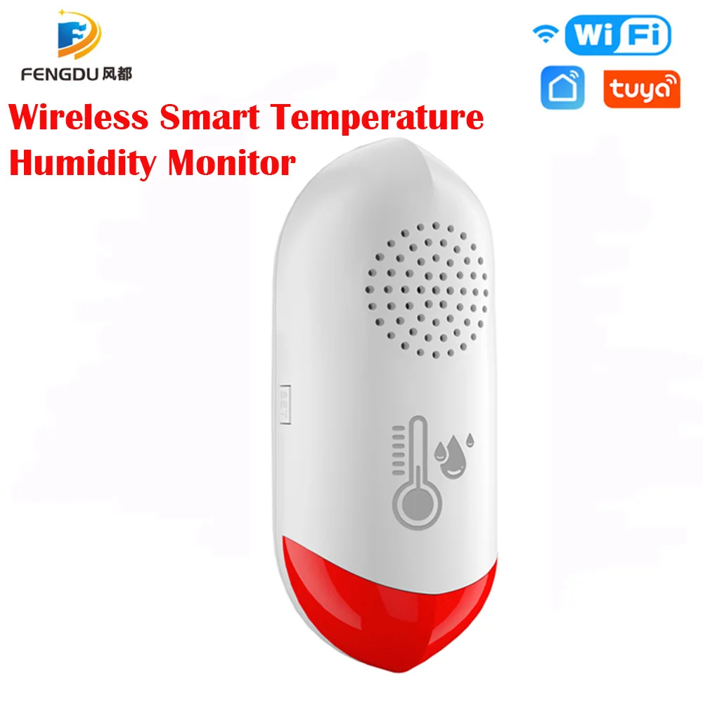 Wireless Smart Temperature Humidity Monitor Sound and light alarm With Smart Life App Notification