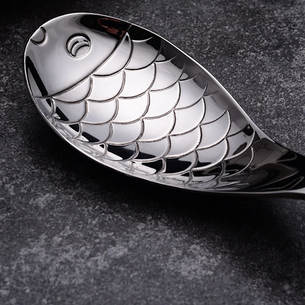 

Stainless Steel Large Soup Spoon Creative Fish Shape Kitchen Ladle Heat Resistant Easy Maintenance