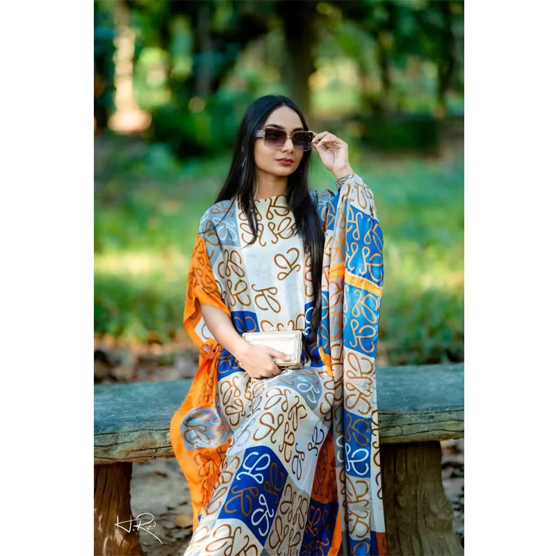 New Rayon Fashion Oversize African Women Clothing Dubai Dashiki Abaya Free Size Print Design With Scarf Loose Long Dress