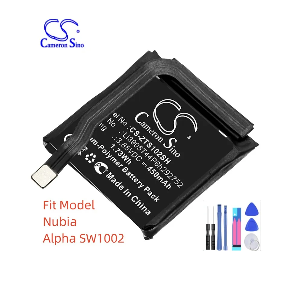 Smartwatch Battery For Nubia Alpha SW1002 Li3905T44P6h292752 Capacity 450mAh / 1.73Wh Color Black Type  Li-Polymer Volts 3.85V